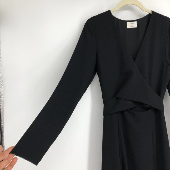 Aritzia Wilfred Black Aubagne Midi Dress Adjustable Wrap w/optional cutout 10 - Picture 10 of 16